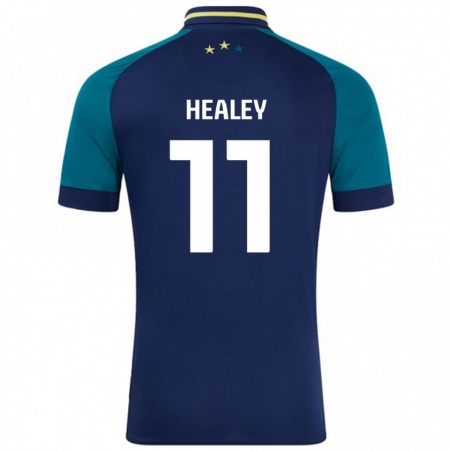 Kandiny Niño Camiseta Rhys Healey #11 Azul Marino Verde Oscuro 2ª Equipación 2024/25 La Camisa Chile