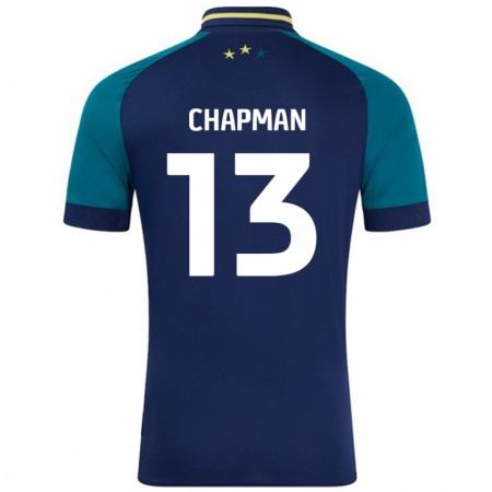 Kandiny Niño Camiseta Jacob Chapman #13 Azul Marino Verde Oscuro 2ª Equipación 2024/25 La Camisa Chile