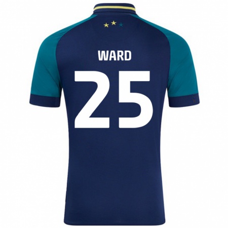 Kandiny Niño Camiseta Danny Ward #25 Azul Marino Verde Oscuro 2ª Equipación 2024/25 La Camisa Chile