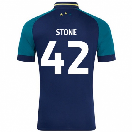 Kandiny Niño Camiseta Michael Stone #42 Azul Marino Verde Oscuro 2ª Equipación 2024/25 La Camisa Chile