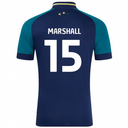 Kandiny Niño Camiseta Georgia Marshall #15 Azul Marino Verde Oscuro 2ª Equipación 2024/25 La Camisa Chile