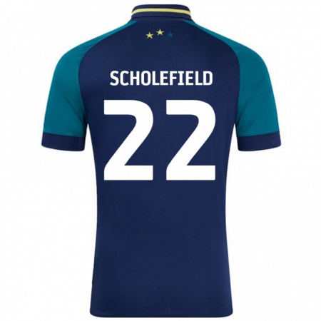 Kandiny Niño Camiseta Lois Scholefield #22 Azul Marino Verde Oscuro 2ª Equipación 2024/25 La Camisa Chile