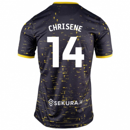 Kandiny Niño Camiseta Ben Chrisene #14 Negro Amarillo 2ª Equipación 2024/25 La Camisa Chile