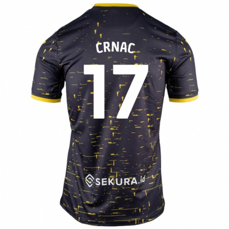 Kandiny Niño Camiseta Ante Crnac #17 Negro Amarillo 2ª Equipación 2024/25 La Camisa Chile