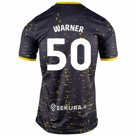 Kandiny Niño Camiseta Jaden Warner #50 Negro Amarillo 2ª Equipación 2024/25 La Camisa Chile