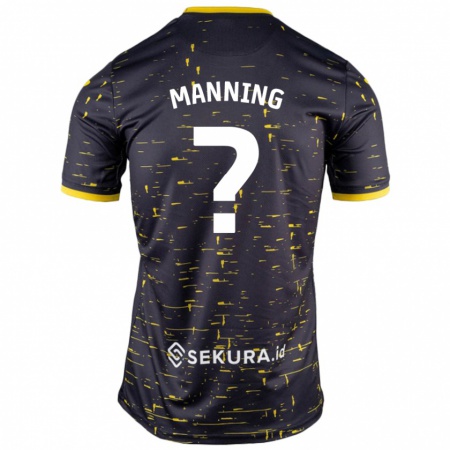 Kandiny Niño Camiseta Adian Manning #0 Negro Amarillo 2ª Equipación 2024/25 La Camisa Chile