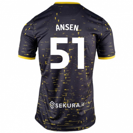 Kandiny Niño Camiseta Caleb Ansen #51 Negro Amarillo 2ª Equipación 2024/25 La Camisa Chile