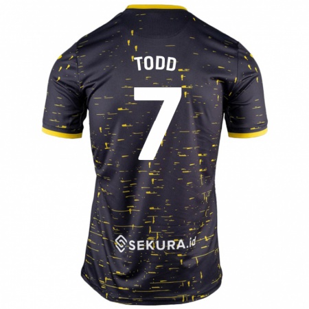 Kandiny Niño Camiseta Megan Todd #7 Negro Amarillo 2ª Equipación 2024/25 La Camisa Chile