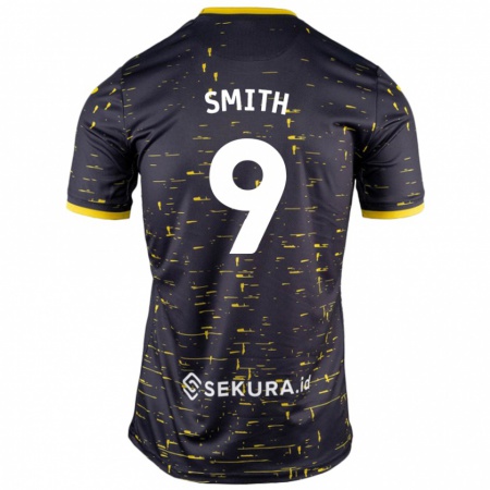 Kandiny Niño Camiseta Ellie Smith #9 Negro Amarillo 2ª Equipación 2024/25 La Camisa Chile