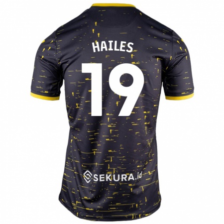 Kandiny Niño Camiseta Lauren Hailes #19 Negro Amarillo 2ª Equipación 2024/25 La Camisa Chile