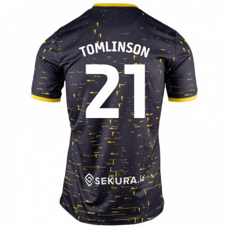 Kandiny Niño Camiseta Lauren Tomlinson #21 Negro Amarillo 2ª Equipación 2024/25 La Camisa Chile