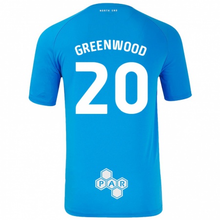 Kandiny Niño Camiseta Sam Greenwood #20 Azul Cielo 2ª Equipación 2024/25 La Camisa Chile