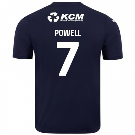 Kandiny Niño Camiseta Joe Powell #7 Azul Marino 2ª Equipación 2024/25 La Camisa Chile