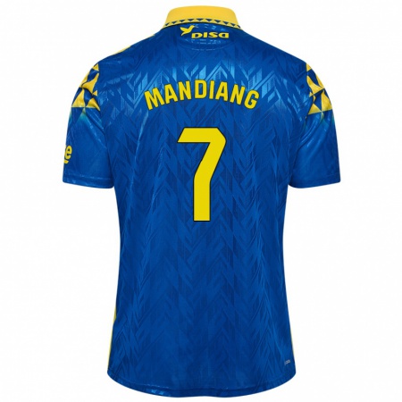 Kandiny Niño Camiseta Saliou Mandiang #7 Azul Amarillo 2ª Equipación 2024/25 La Camisa Chile