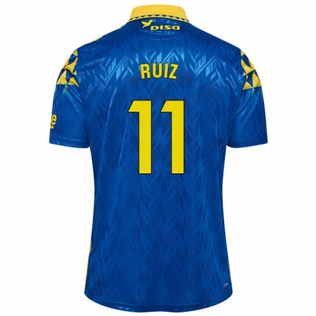 Kandiny Niño Camiseta Sergio Ruiz #11 Azul Amarillo 2ª Equipación 2024/25 La Camisa Chile