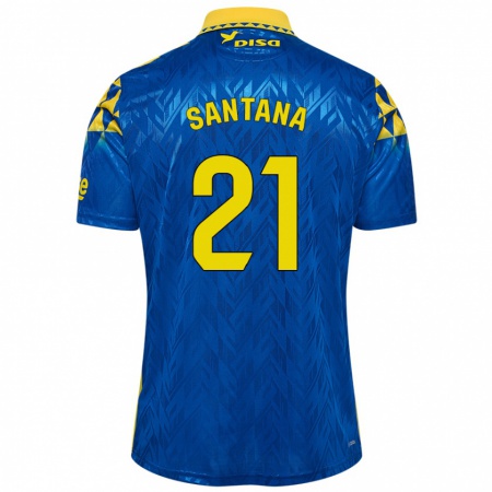 Kandiny Niño Camiseta Yadam Santana #21 Azul Amarillo 2ª Equipación 2024/25 La Camisa Chile