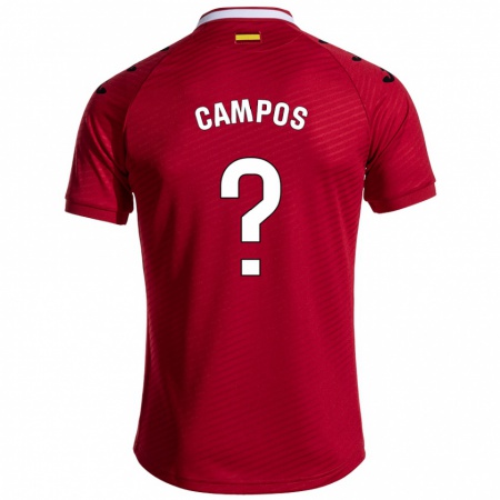 Kandiny Niño Camiseta Álex Campos #0 Rojo Oscuro 2ª Equipación 2024/25 La Camisa Chile