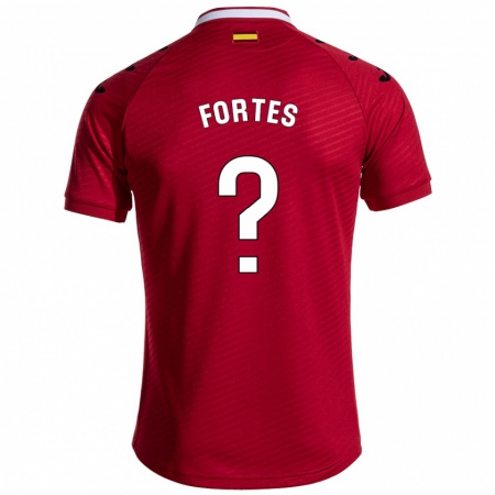 Kandiny Niño Camiseta Joel Fortes #0 Rojo Oscuro 2ª Equipación 2024/25 La Camisa Chile