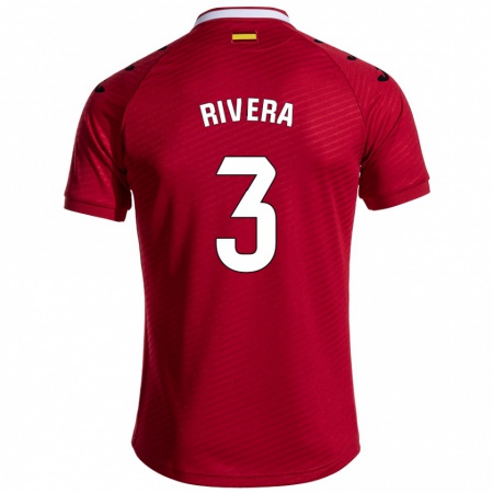 Kandiny Niño Camiseta Gorka Rivera #3 Rojo Oscuro 2ª Equipación 2024/25 La Camisa Chile