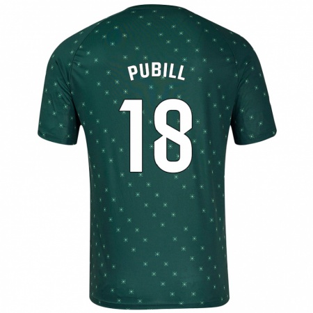 Kandiny Niño Camiseta Marc Pubill #18 Verde Oscuro 2ª Equipación 2024/25 La Camisa Chile