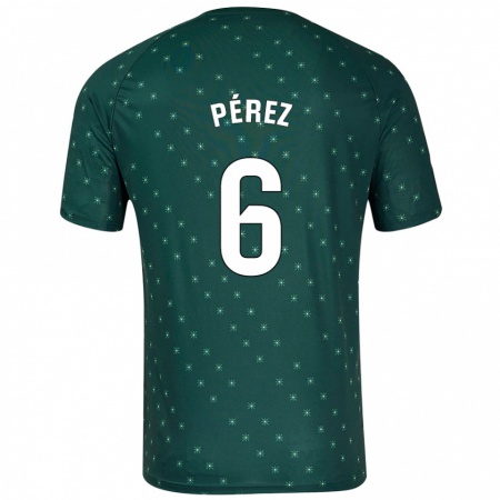 Kandiny Niño Camiseta René Pérez #6 Verde Oscuro 2ª Equipación 2024/25 La Camisa Chile