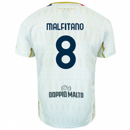 Kandiny Niño Camiseta Roberto Malfitano #8 Blanco 2ª Equipación 2024/25 La Camisa Chile