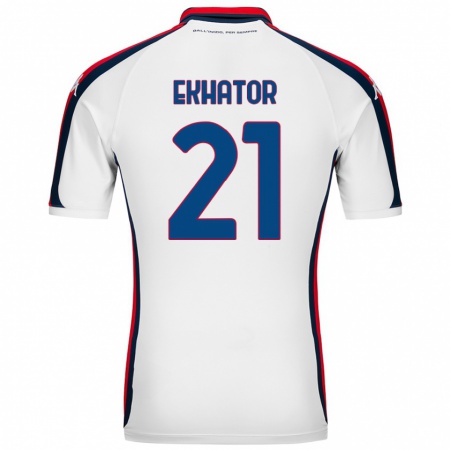 Kandiny Niño Camiseta Jeff Ekhator #21 Blanco 2ª Equipación 2024/25 La Camisa Chile