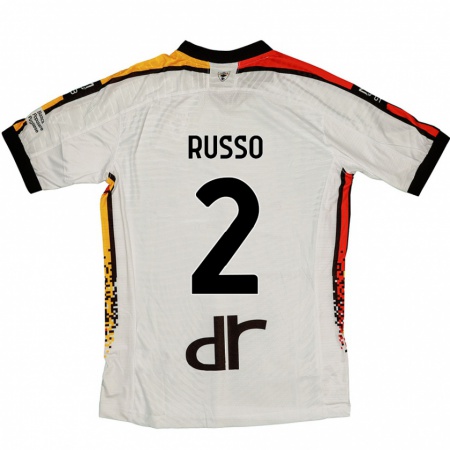 Kandiny Niño Camiseta Luca Russo #2 Blanco Negro 2ª Equipación 2024/25 La Camisa Chile