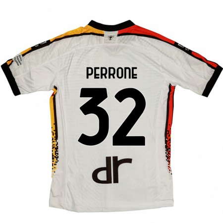 Kandiny Niño Camiseta Samuele Perrone #32 Blanco Negro 2ª Equipación 2024/25 La Camisa Chile