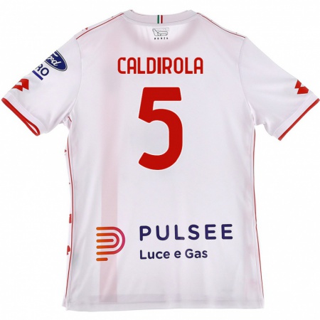 Kandiny Niño Camiseta Luca Caldirola #5 Blanco Rojo 2ª Equipación 2024/25 La Camisa Chile