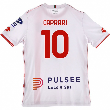 Kandiny Niño Camiseta Gianluca Caprari #10 Blanco Rojo 2ª Equipación 2024/25 La Camisa Chile