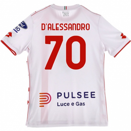 Kandiny Niño Camiseta Marco D'alessandro #70 Blanco Rojo 2ª Equipación 2024/25 La Camisa Chile