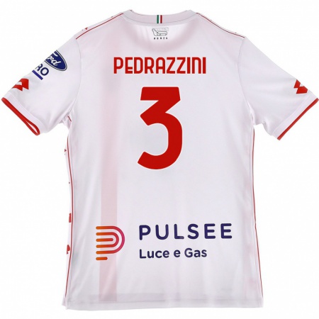 Kandiny Niño Camiseta Carlo Pedrazzini #3 Blanco Rojo 2ª Equipación 2024/25 La Camisa Chile