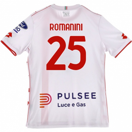 Kandiny Niño Camiseta Andrea Romanini #25 Blanco Rojo 2ª Equipación 2024/25 La Camisa Chile