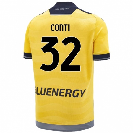 Kandiny Niño Camiseta Manuel Conti #32 Dorado 2ª Equipación 2024/25 La Camisa Chile