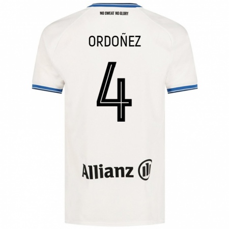 Kandiny Niño Camiseta Joel Ordóñez #4 Blanco 2ª Equipación 2024/25 La Camisa Chile