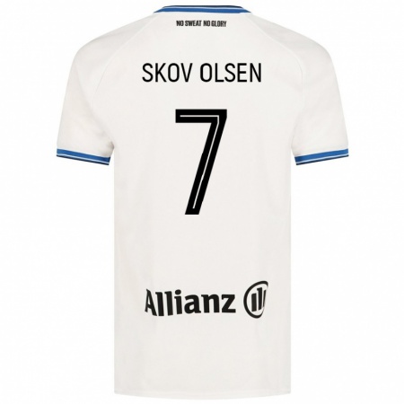 Kandiny Niño Camiseta Andreas Skov Olsen #7 Blanco 2ª Equipación 2024/25 La Camisa Chile