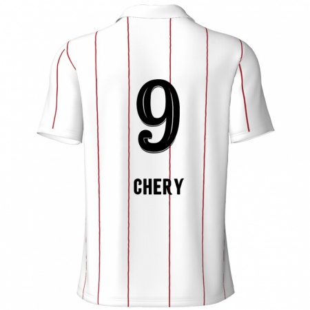 Kandiny Niño Camiseta Tjaronn Chery #9 Blanco Negro 2ª Equipación 2024/25 La Camisa Chile