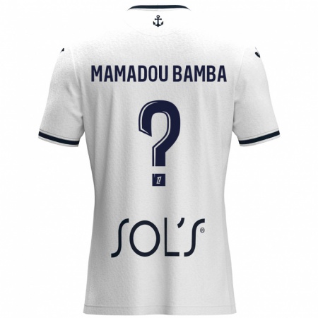 Kandiny Niño Camiseta Ben Mamadou Bamba #0 Blanco Azul Oscuro 2ª Equipación 2024/25 La Camisa Chile