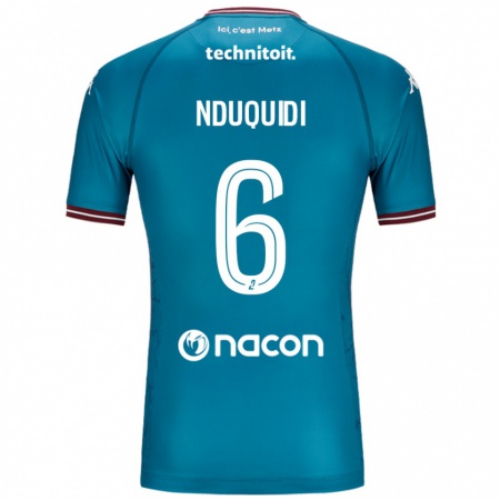 Kandiny Niño Camiseta Joseph Nduquidi #6 Azul Petróleo 2ª Equipación 2024/25 La Camisa Chile