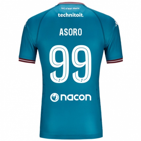 Kandiny Niño Camiseta Joel Asoro #99 Azul Petróleo 2ª Equipación 2024/25 La Camisa Chile