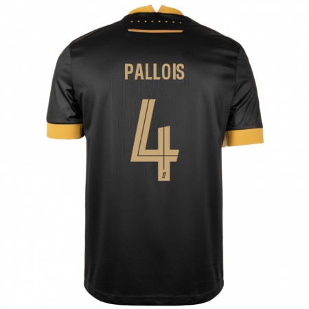 Kandiny Niño Camiseta Nicolas Pallois #4 Negro Marrón 2ª Equipación 2024/25 La Camisa Chile