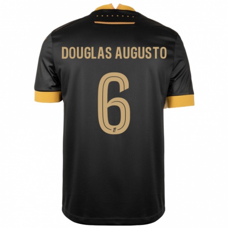 Kandiny Niño Camiseta Douglas Augusto #6 Negro Marrón 2ª Equipación 2024/25 La Camisa Chile