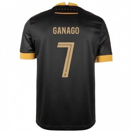 Kandiny Niño Camiseta Ignatius Ganago #7 Negro Marrón 2ª Equipación 2024/25 La Camisa Chile