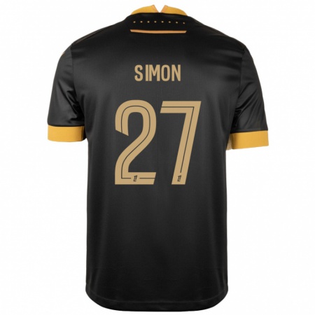 Kandiny Niño Camiseta Moses Simon #27 Negro Marrón 2ª Equipación 2024/25 La Camisa Chile