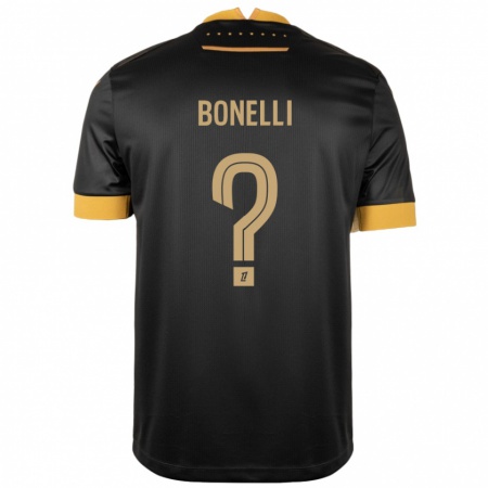 Kandiny Niño Camiseta Lucas Bonelli #0 Negro Marrón 2ª Equipación 2024/25 La Camisa Chile