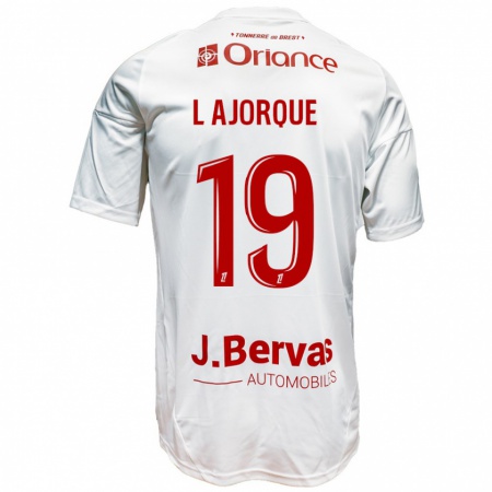 Kandiny Niño Camiseta Ludovic Ajorque #19 Blanco Rojo 2ª Equipación 2024/25 La Camisa Chile