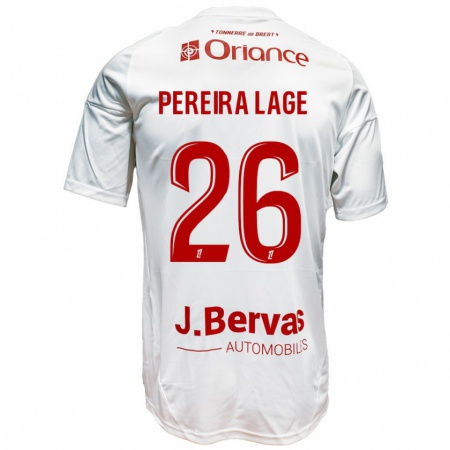 Kandiny Niño Camiseta Mathias Pereira Lage #26 Blanco Rojo 2ª Equipación 2024/25 La Camisa Chile