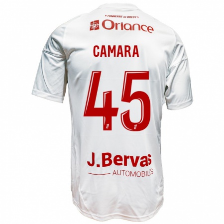 Kandiny Niño Camiseta Mahdi Camara #45 Blanco Rojo 2ª Equipación 2024/25 La Camisa Chile