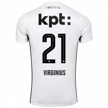 Kandiny Niño Camiseta Alan Virginius #21 Blanco Negro 2ª Equipación 2024/25 La Camisa Chile